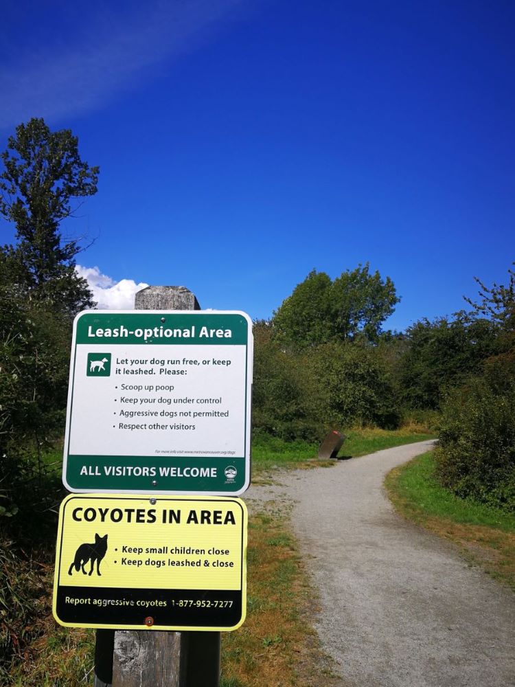 Signage of coyote on the trail