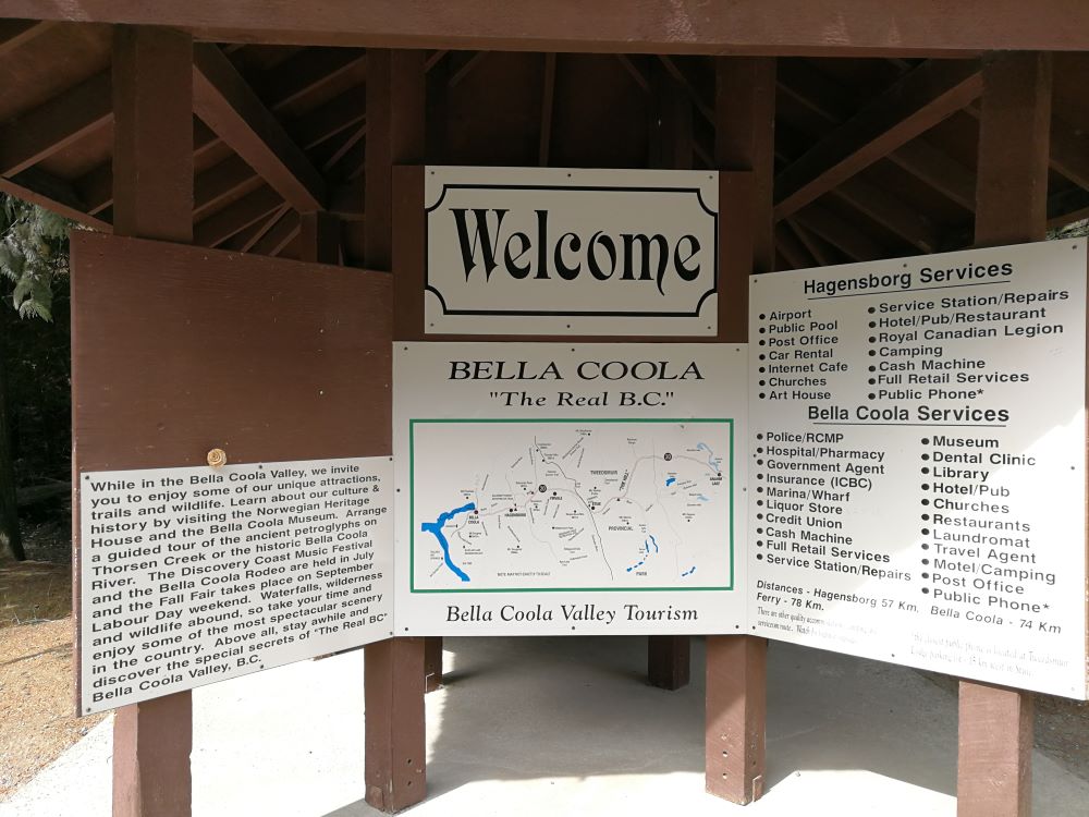 Welcome to Bella Coola Valley signage