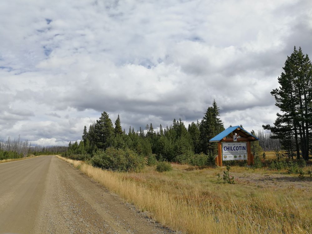 Road sign of Welcome to Chilcotin