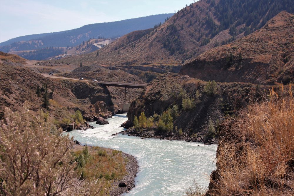 Chilcotin River and Farwell Canyon Bridge in the distance